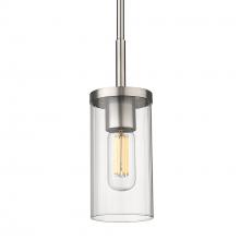  7011-M1L PW-CLR - Winslett Mini Pendant in Pewter with Ribbed Clear Glass Shade